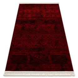 Alfombra ORIENT 4722 bordeaux / negro Oriental con flecos
