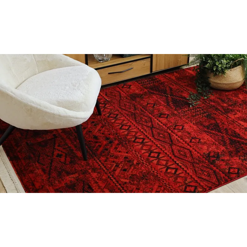 Dywan ORIENT 4722 bordo / czarny Orientalny, z frędzlami 