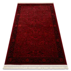 Alfombra ORIENT 5125 burdeos / negro Marco, clásico, ornamento, con flecos