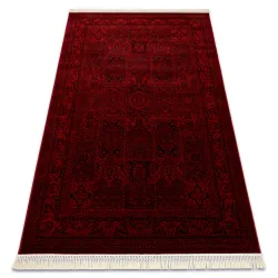 Alfombra ORIENT 5365 burdeos / negro Marco, oriental, con flecos