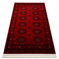 Alfombra ORIENT 6871 burdeos / negro Marco, clásica, ornamento, con flecos