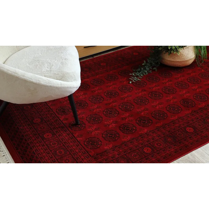 Dywan ORIENT 6889 bordo / czarny Buchara, ramka, orientalny, z frędzlami 