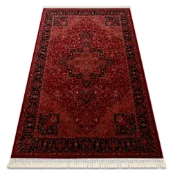 Dywan ORIENT Y307 bordo / czarny Ramka, klasyczny, ornament, z frędzlami 