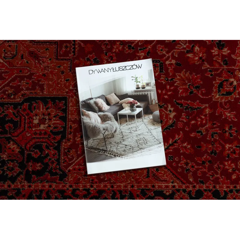 Dywan ORIENT Y307 bordo / czarny Ramka, klasyczny, ornament, z frędzlami 