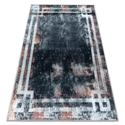 Alfombra lavable ANDRE 3030 Marco vintage antideslizante - negro / óxido