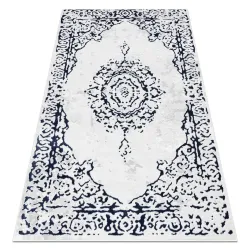 Alfombra ALLURE 1961 Ornamento, marco - Estructurada, elegante, glamour blanco / azul