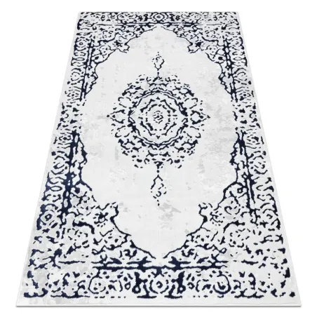 Dywan ALLURE 1961 Ornament, ramka - Strukturalny, stylowy, glamour biały / niebieski