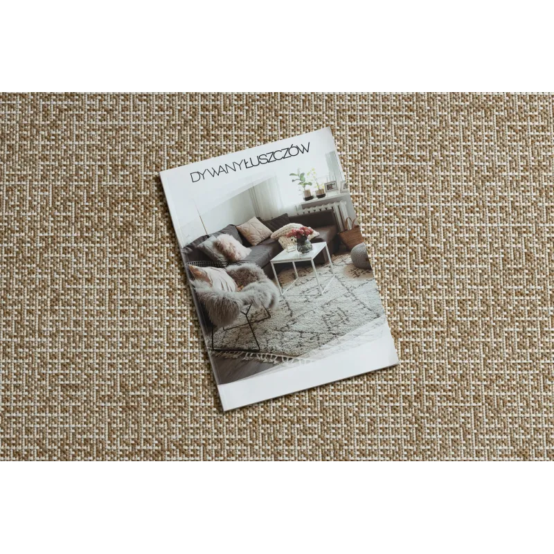 Alfombra de sisal con diseño de rejilla en color beige, perfecta para el hogar