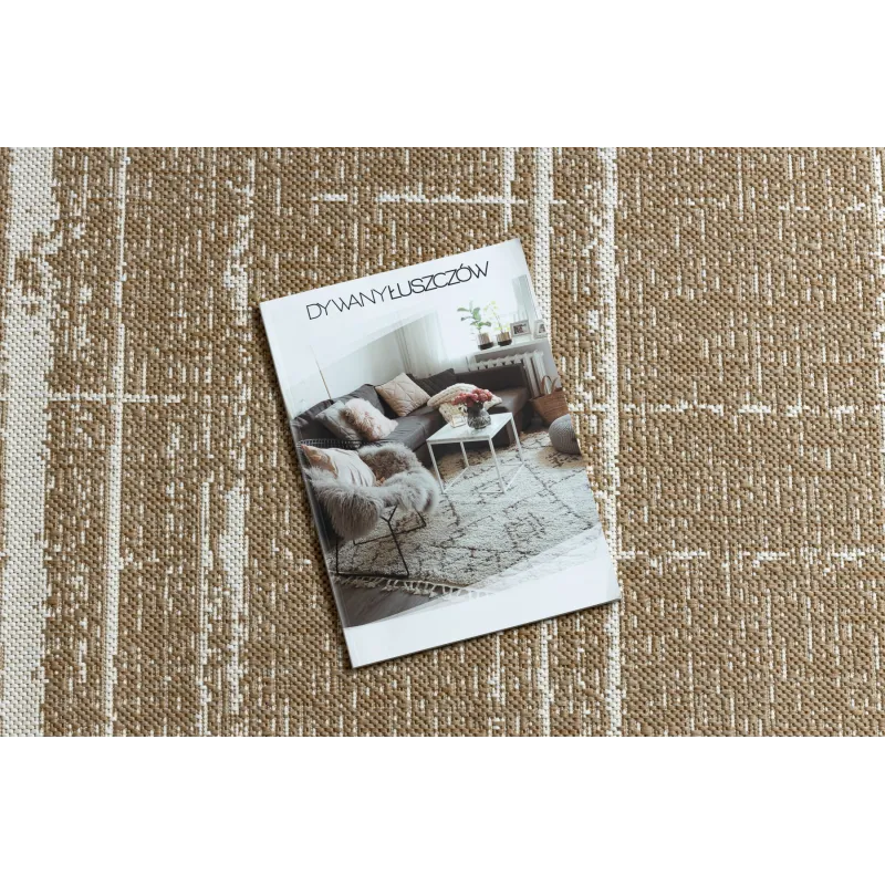 FLAT 48965265 Alfombra de sisal Enrejado vintage, color paja beige, ideal para el hogar