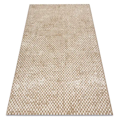 Alfombra de sisal geométrica en color paja beige natural, tejido de cuerda