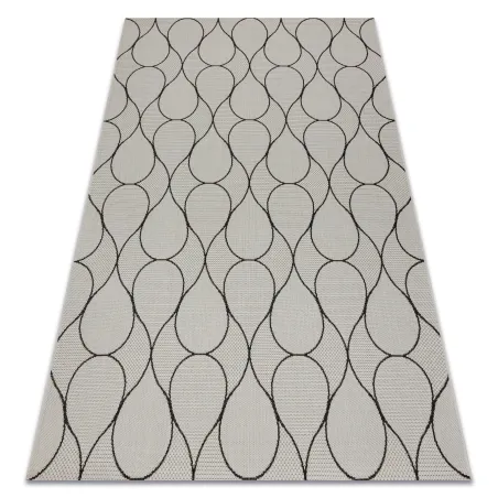 Alfombra de sisal en crema y negro, ideal para espacios contemporáneos