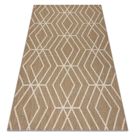 Alfombra de sisal geométrica en color paja beige natural, material resistente