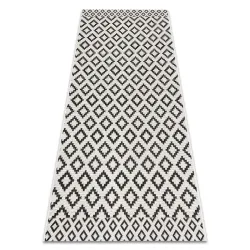 Alfombra sisal FLAT 49361960 Rombos crema / negro