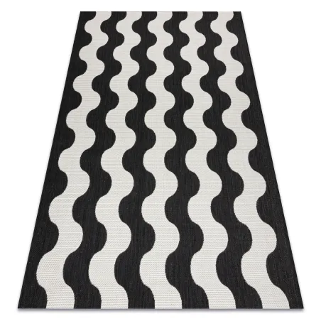 Alfombra de sisal en crema y negro, ideal para decoraciones contemporáneas