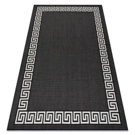 Alfombra en negro y crema, ideal para decoraciones modernas