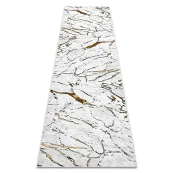 Alfombra, pasillo ALLURE 1963 Mármol - Estructurado, elegante, glamour blanco / oro