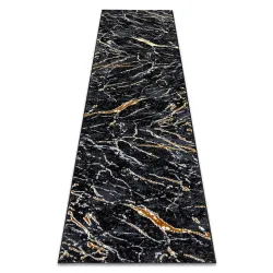 Alfombra, pasillo ALLURE 1963 Mármol - Estructurado, elegante, glamour negro / oro