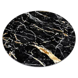 Alfombra ALLURE 1963 Círculo Mármol - Estructural, elegante, glamour negro / oro