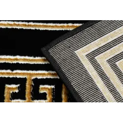 Dywan, chodnik ALLURE 1968 Grecki klucz, ramka - Strukturalny, stylowy, glamour czarny / złoty