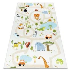Alfombra lavable BAMBINO 1165 Zoo para niños antideslizante beige - PRODUCTO DE SEGUNDA CLASE