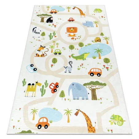 Alfombra BAMBINO 1165 Zoo, antideslizante beige, para niños - PRODUCTO DE SEGUNDA CLASE
