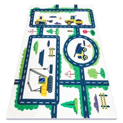 Alfombra lavable BAMBINO 2223 Calles, coches para niños antideslizante crema - PRODUCTO DE SEGUNDA CLASE