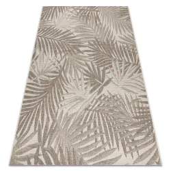 Alfombra de cuerda sisal FLOORLUX 20504 Hojas Selva color champagne/gris oscuro - PRODUCTO DE SEGUNDA CLASE
