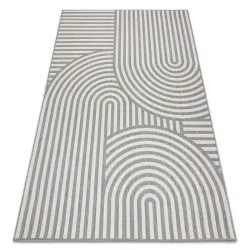 Alfombra sisal FLAT 49376637 Círculos rayas gris/crema