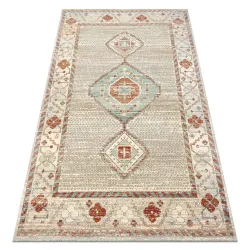 Alfombra SOHO 477.11.LA100 mezcla lana OSTA - Boho, marco beige natural / terracota