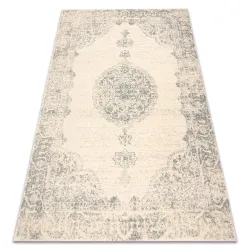 Alfombra ABBY 486.24.LA100 lana OSTA - Ornamento, marco clásico beige / azul