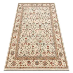 Alfombra SOHO 477.27.LA101 lana OSTA - Flores, marco natural beige / terracota
