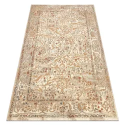 Alfombra SOHO 477.04.LA110 lana OSTA - Flores, marco natural beige / terracota