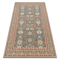 Alfombra SOHO 477.26.LA500 lana OSTA - Ornamento, marco natural azul / terracota