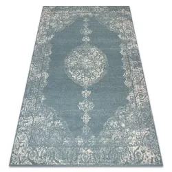 Alfombra ABBY 486.24.LA500 Lana OSTA - Ornamento, marco clásico Azul / Beige