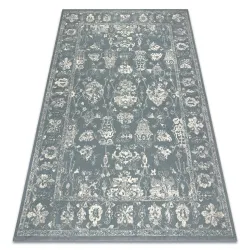 Alfombra ABBY 486.25.LA500 lana OSTA - Ornamento, marco clásico azul / beige