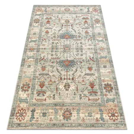 Dywan SOHO 477.09.LA100 wełniany OSTA - Boho, ramka naturalny beż / zielony
