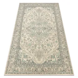 Alfombra SOHO 477.01.LA119 lana OSTA - Ornamento, roseta beige natural / verde