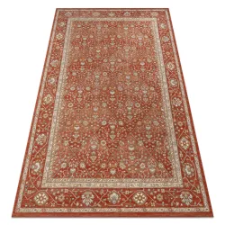 Alfombra SOHO 477.27.LA300 lana OSTA - Rombos, marco geométrico terracota natural / beige