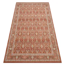 Alfombra SOHO 477.08.LA300 lana OSTA - Ornamento, cenefa beige natural / terracota