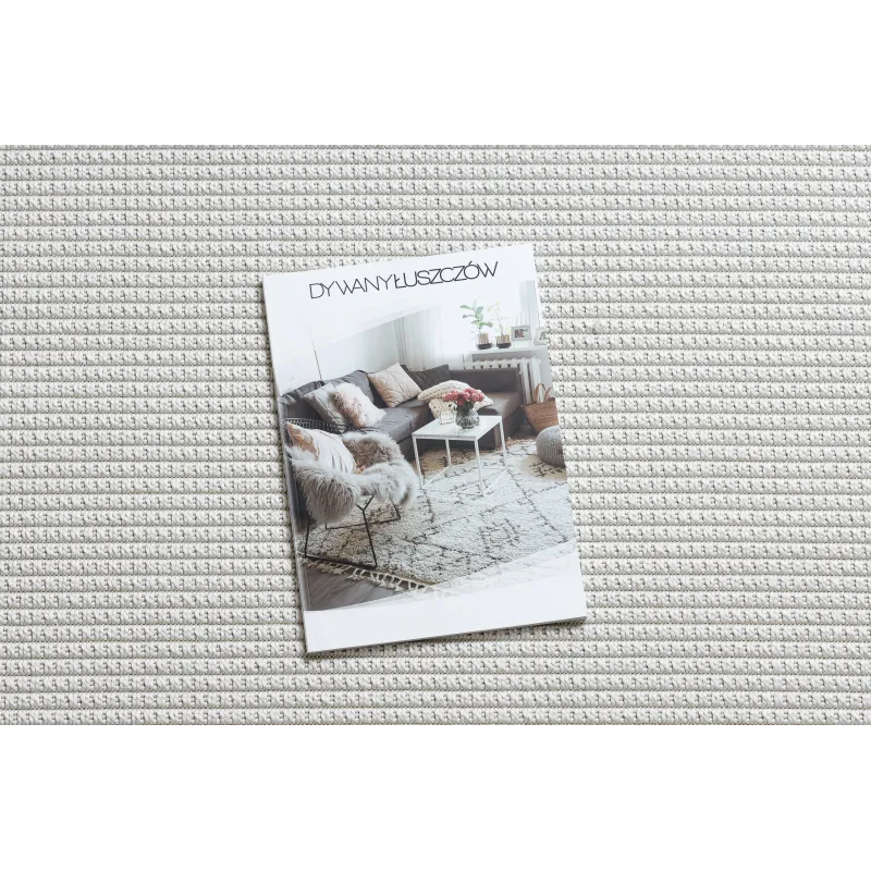 Alfombra blanca circular TIMO 5979 de sisal, perfecta para exteriores