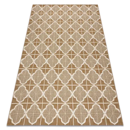 Alfombra de sisal en beige natural con diseño de trébol, perfecta para el salón