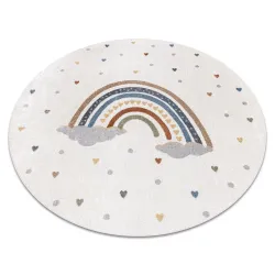 Alfombra redonda BONO 724 RAINBOW HEART crema gris claro - alfombra moderna