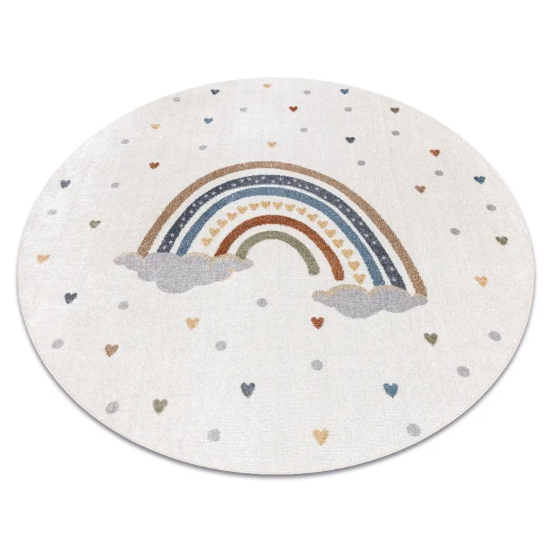 Alfombra redonda BONO 724 RAINBOW HEART crema gris claro - alfombra moderna