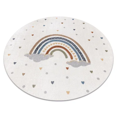 Alfombra redonda BONO 724 RAINBOW HEART crema gris claro - alfombra moderna