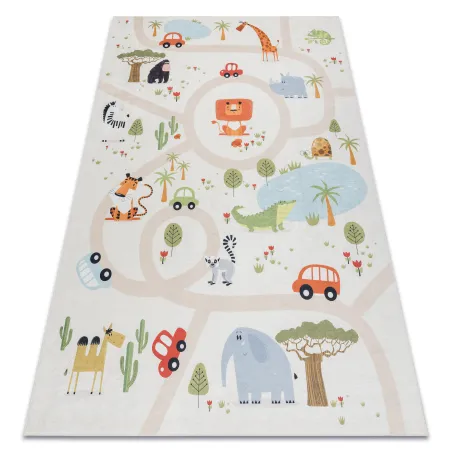 Alfombra BAMBINO 1165 Zoo para niños, antideslizante beige, producto de segunda clase