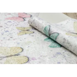 Alfombra crema BAMBINO 1610 con mariposas, ideal para la habitación infantil