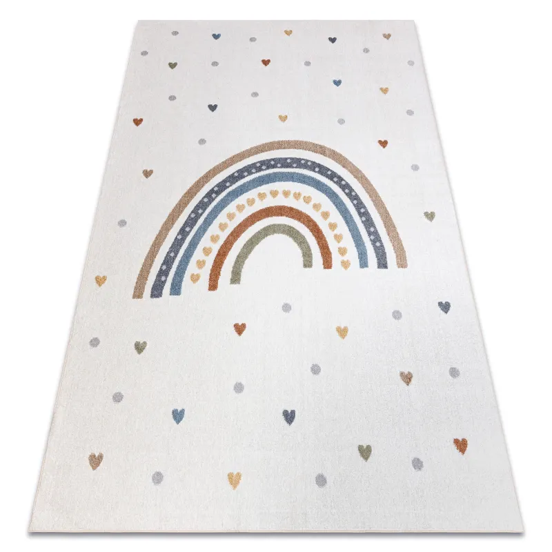 Alfombra BONO 724 ARCO IRIS, CORAZÓN crema - alfombra moderna de material suave