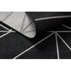 Alfombra de sisal para sala, negra y plateada, perfecta para decoraciones modernas