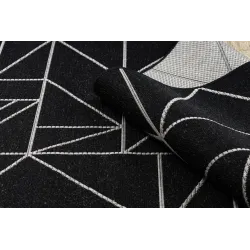 Alfombra de sisal de estilo geométrico, negra y plateada, adecuada para cualquier habitación