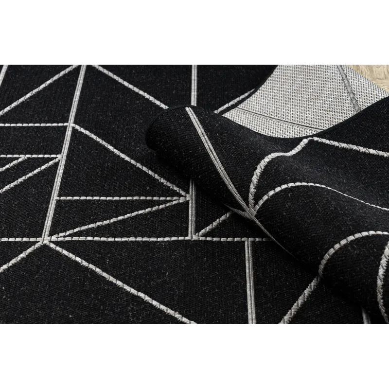 Alfombra de sisal de estilo geométrico, negra y plateada, adecuada para cualquier habitación